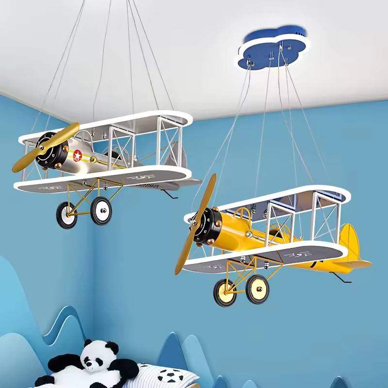FCYC008 Simple Cartoon Pendant Lights Creative Led Children Airplane Light Unique Kids Room Decor Cartoon Chandelier Lighting